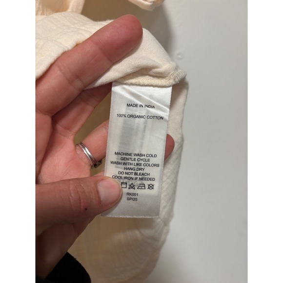 NWT Quince Vintage Cream 100 Organic Cotton Gauze Short Sleeve Button Up Shirt M - Picture 6 of 8